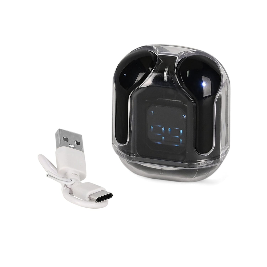 TWS Earbuds with Battery Display - 200mAh Charging Case - Black