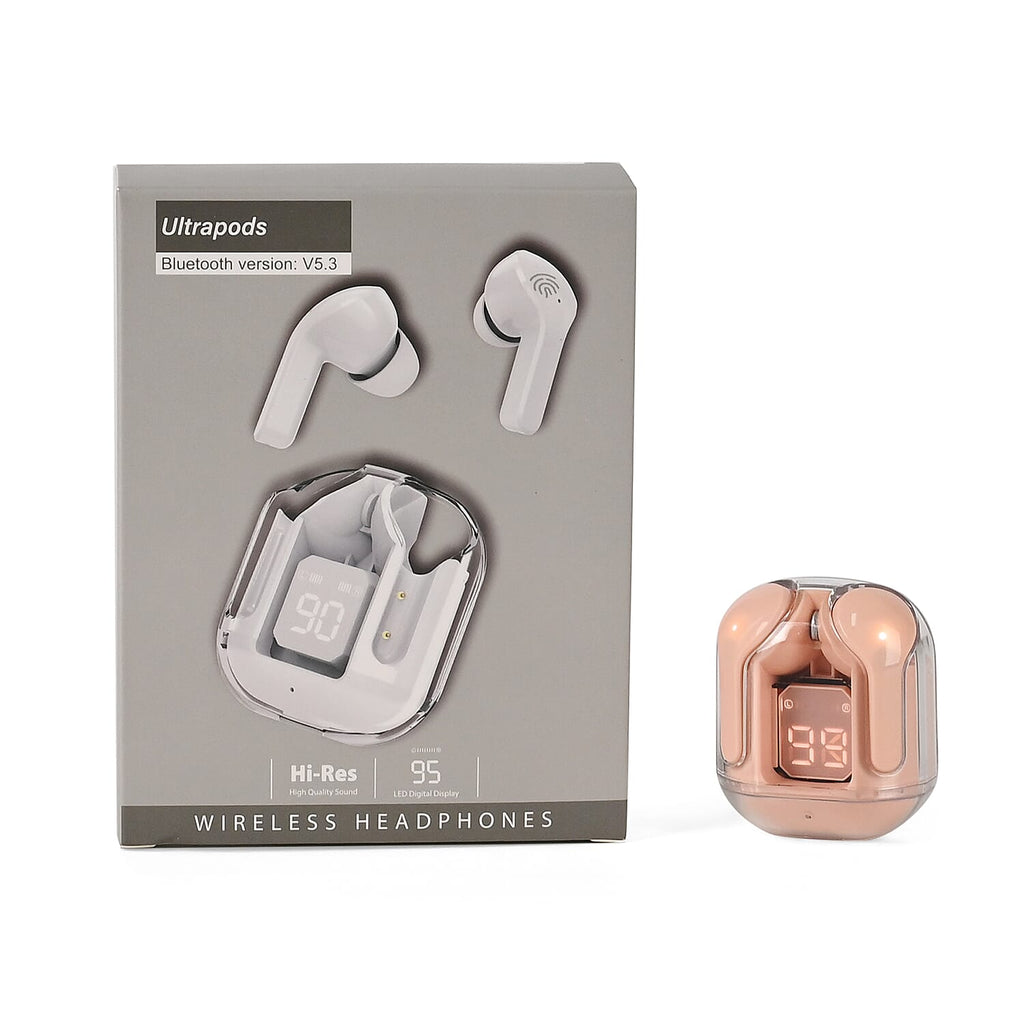 TWS Earbuds with Battery Display - 200mAh Charging Case - Pink