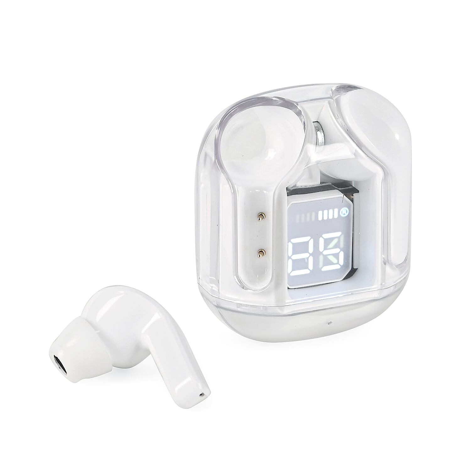 TWS Earbuds with Battery Display - 200mAh Charging Case - White