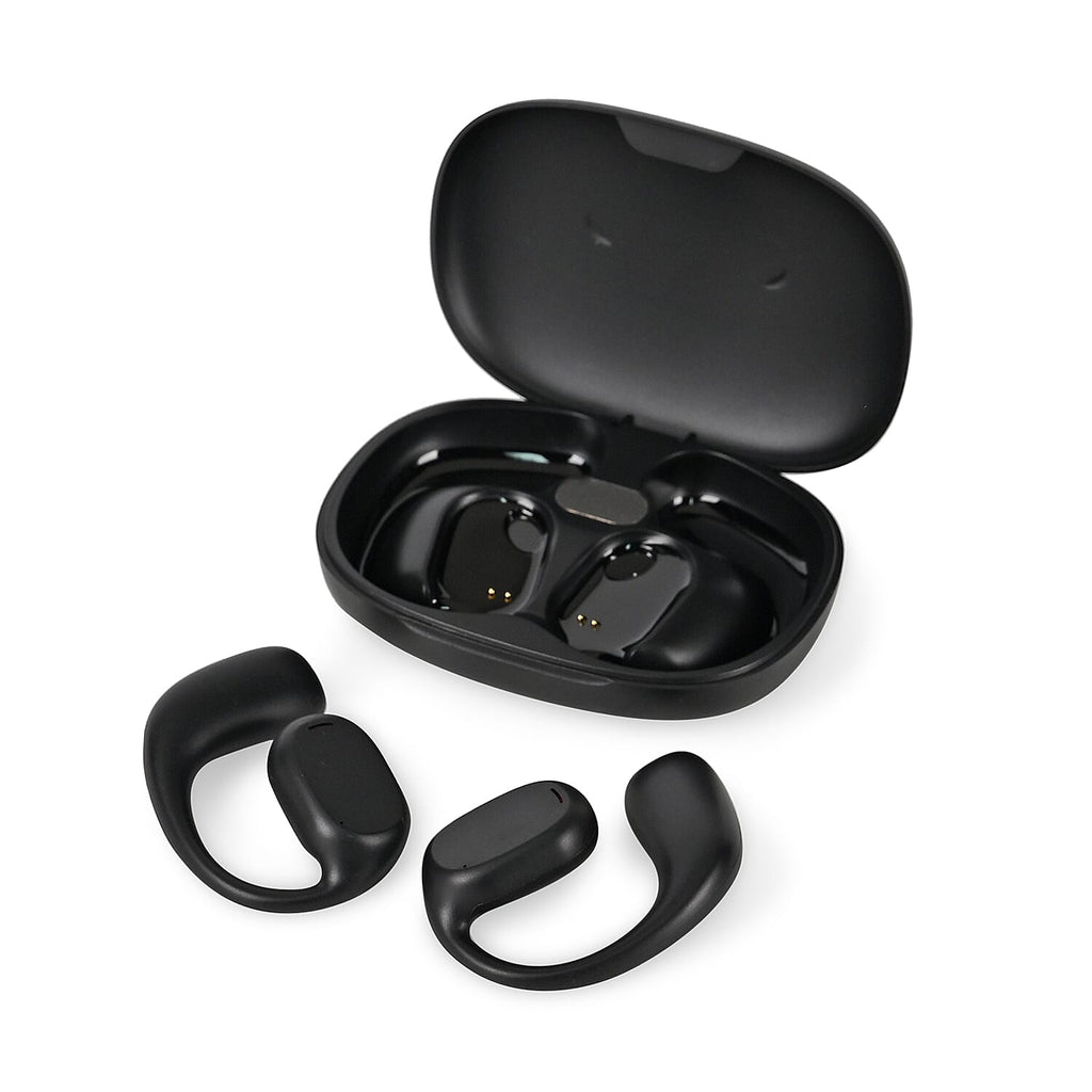 Bone Shape Wireless Earphone with Battery display and In-Ear Headphone (Size 6x1 cm) - Black
