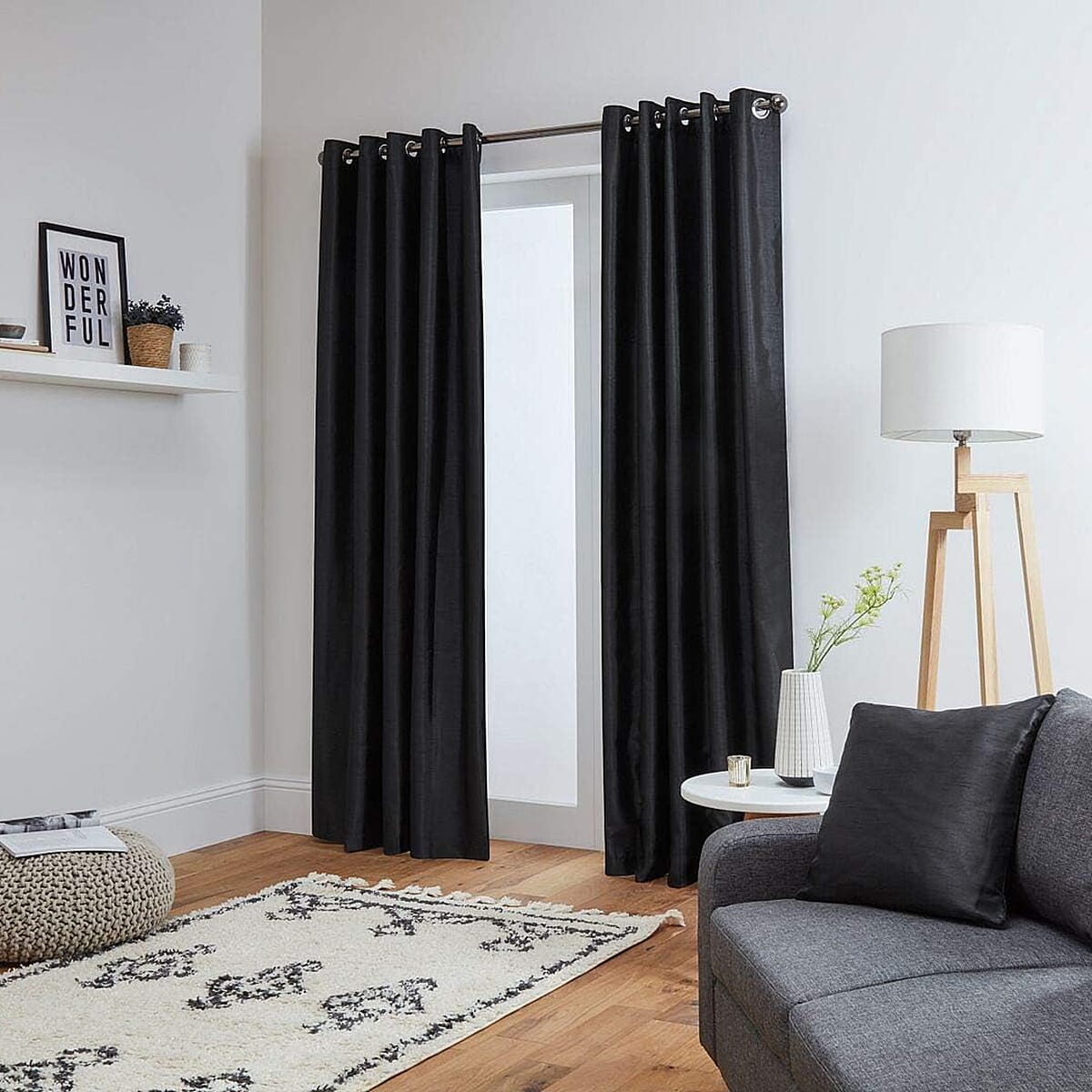Lined Curtains - Black (167x228cm)