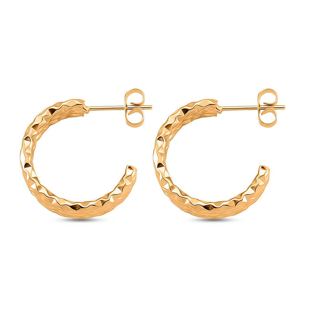 Half Hoop Earring with Push Back in Yellow Gold Colour Tone