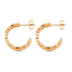 Half Hoop Earring with Push Back in Yellow Gold Colour Tone