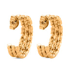 Half Hoop Earring with Push Back in Yellow Gold Colour Tone