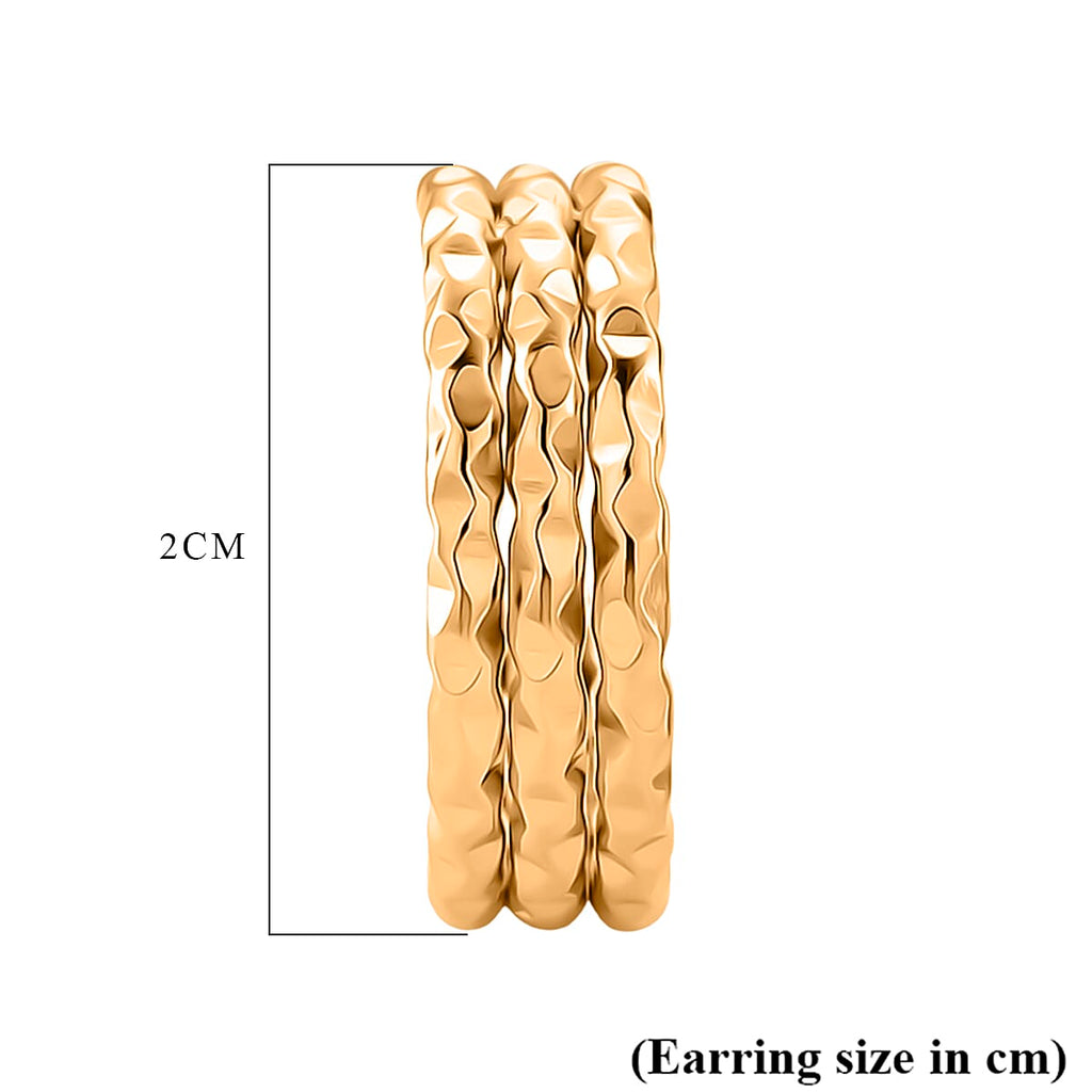 Half Hoop Earring with Push Back in Yellow Gold Colour Tone