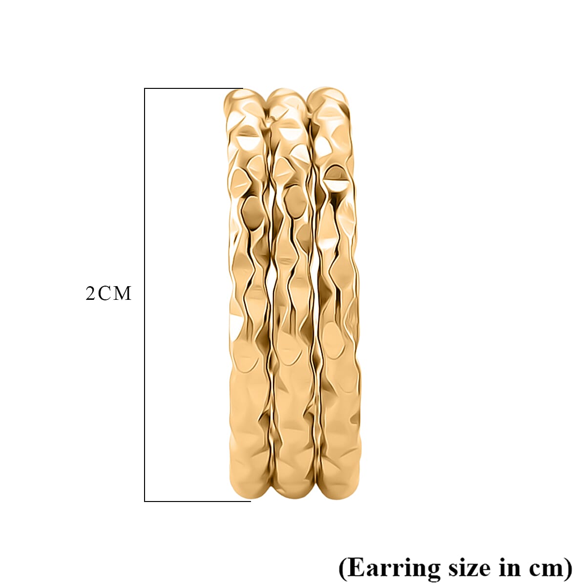 Half Hoop Earring with Push Back in Yellow Gold Colour Tone