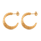 Designer Inspired Gold Tone Half Hoop Earrings with Push Backs