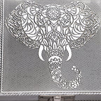 Set of 3 - Elephant Embossed Rectangular Aluminium Oxidized Storage Boxes (Size 16.5x10x4 Inch) - Silver