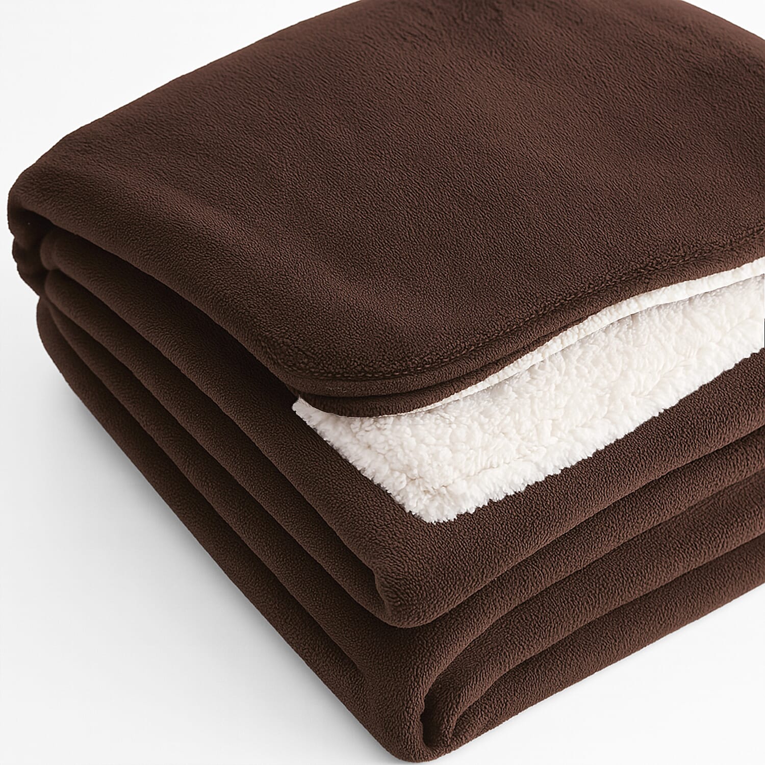Electric Heated Double Layer Sherpa Blanket With 9 Heat Levels, Machine Washable and Timer (200x150 cm) - Brown