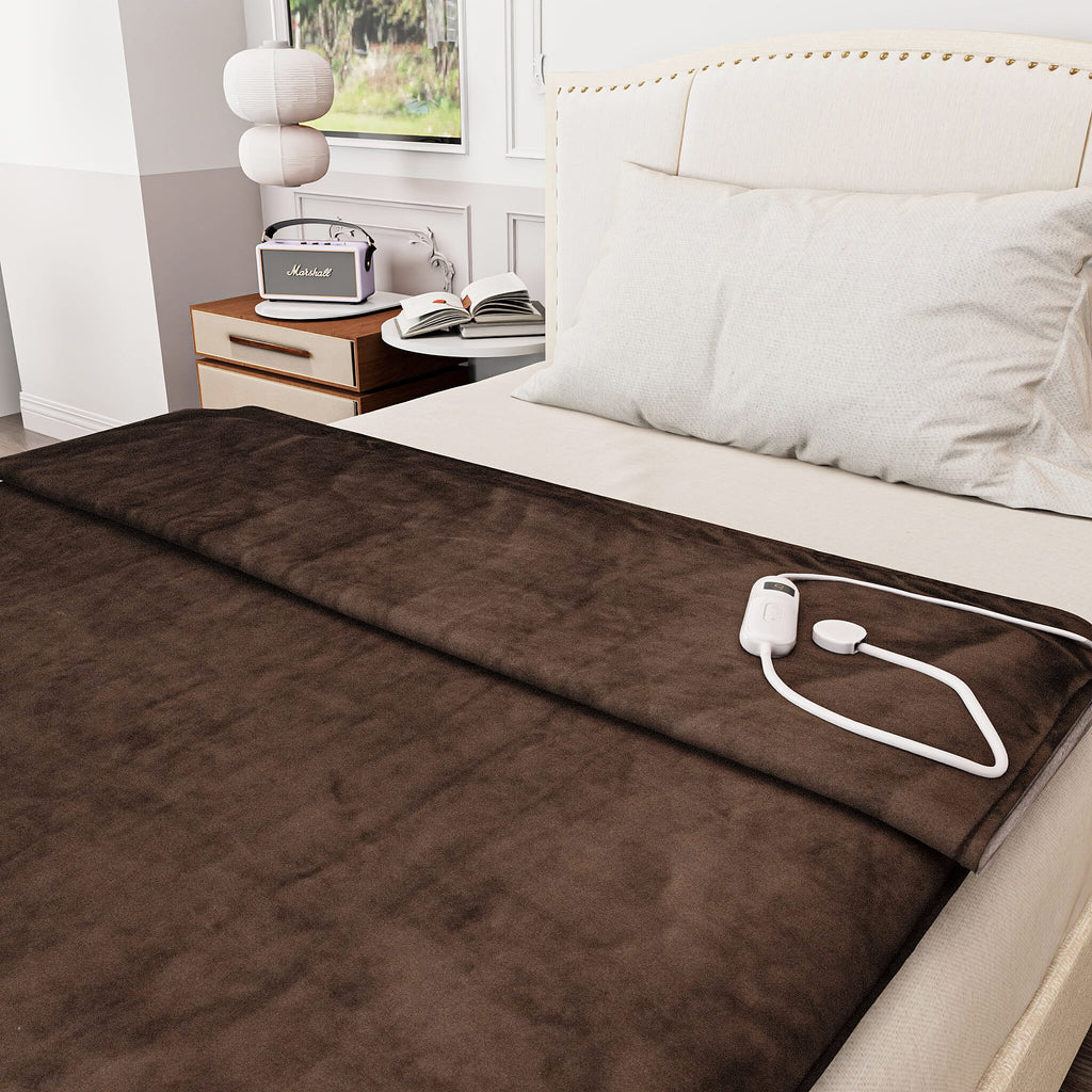 Electric Heated Double Layer Sherpa Blanket With 9 Heat Levels, Machine Washable and Timer (200x150 cm) - Brown