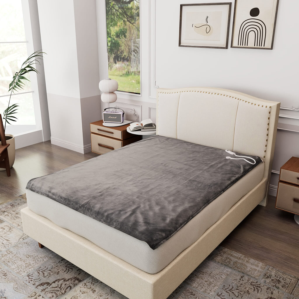 Electric Heated Double Layer Sherpa Blanket With 9 Heat Levels, Machine Washable and Timer (200x150 cm) - Grey