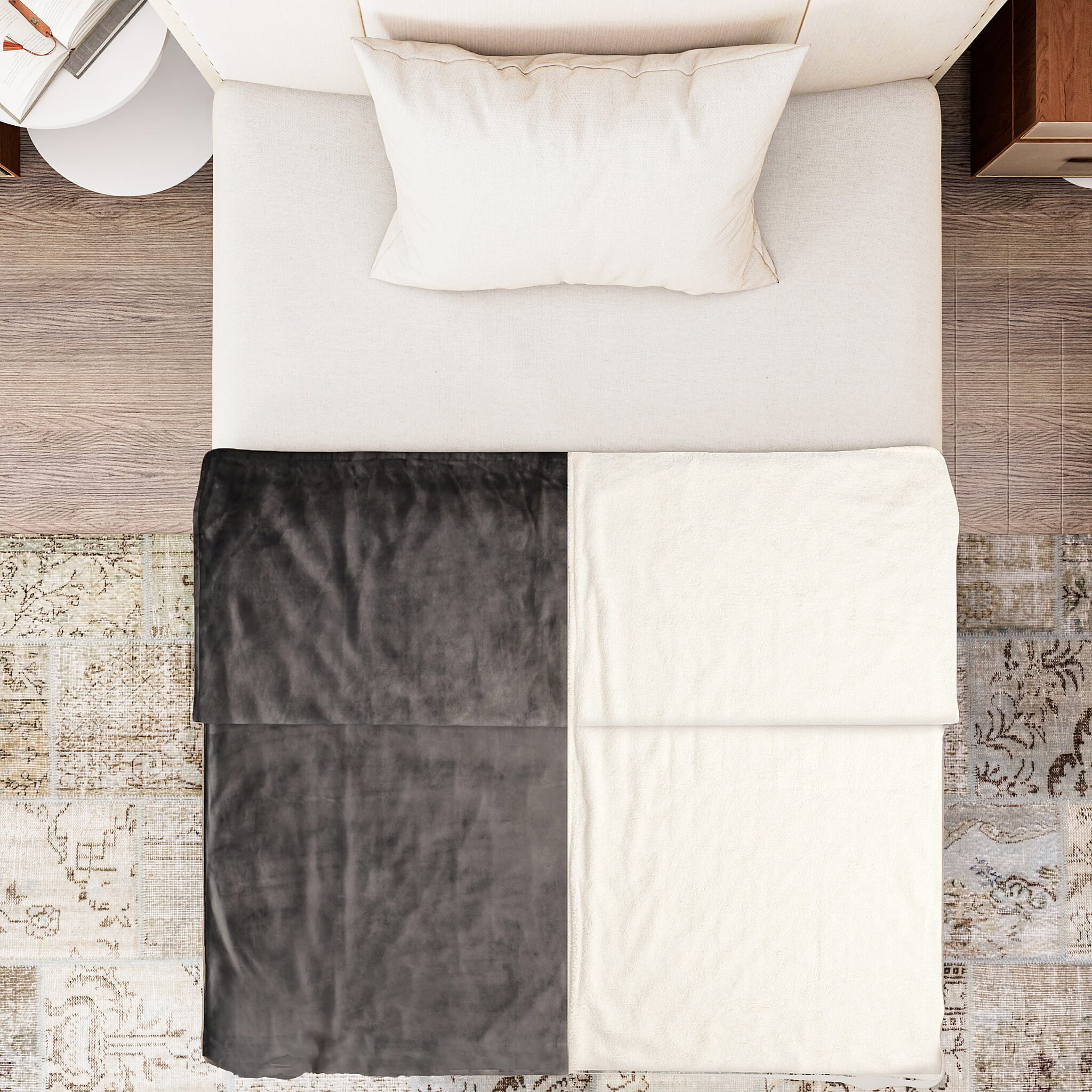 Electric Heated Double Layer Sherpa Blanket With 9 Heat Levels, Machine Washable and Timer (200x150 cm) - Grey