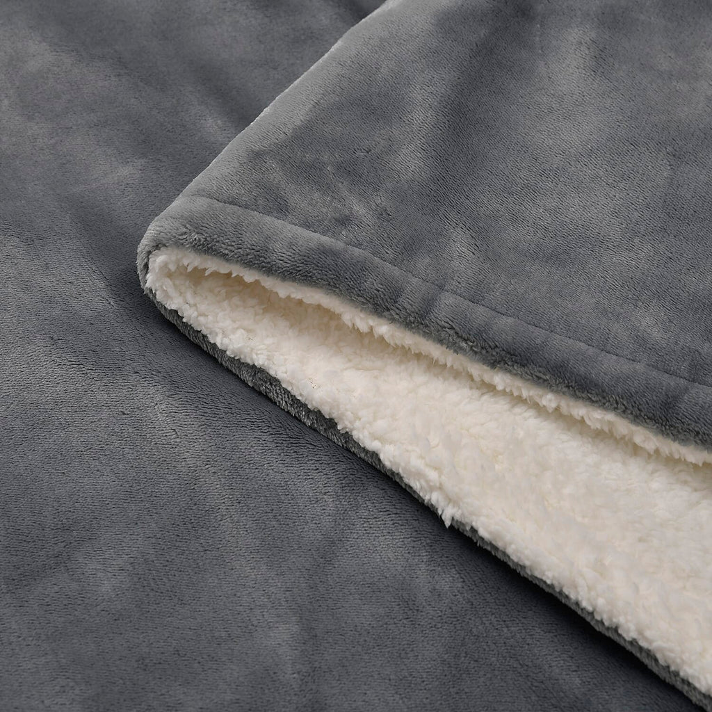 Electric Heated Double Layer Sherpa Blanket With 9 Heat Levels, Machine Washable and Timer (200x150 cm) - Grey