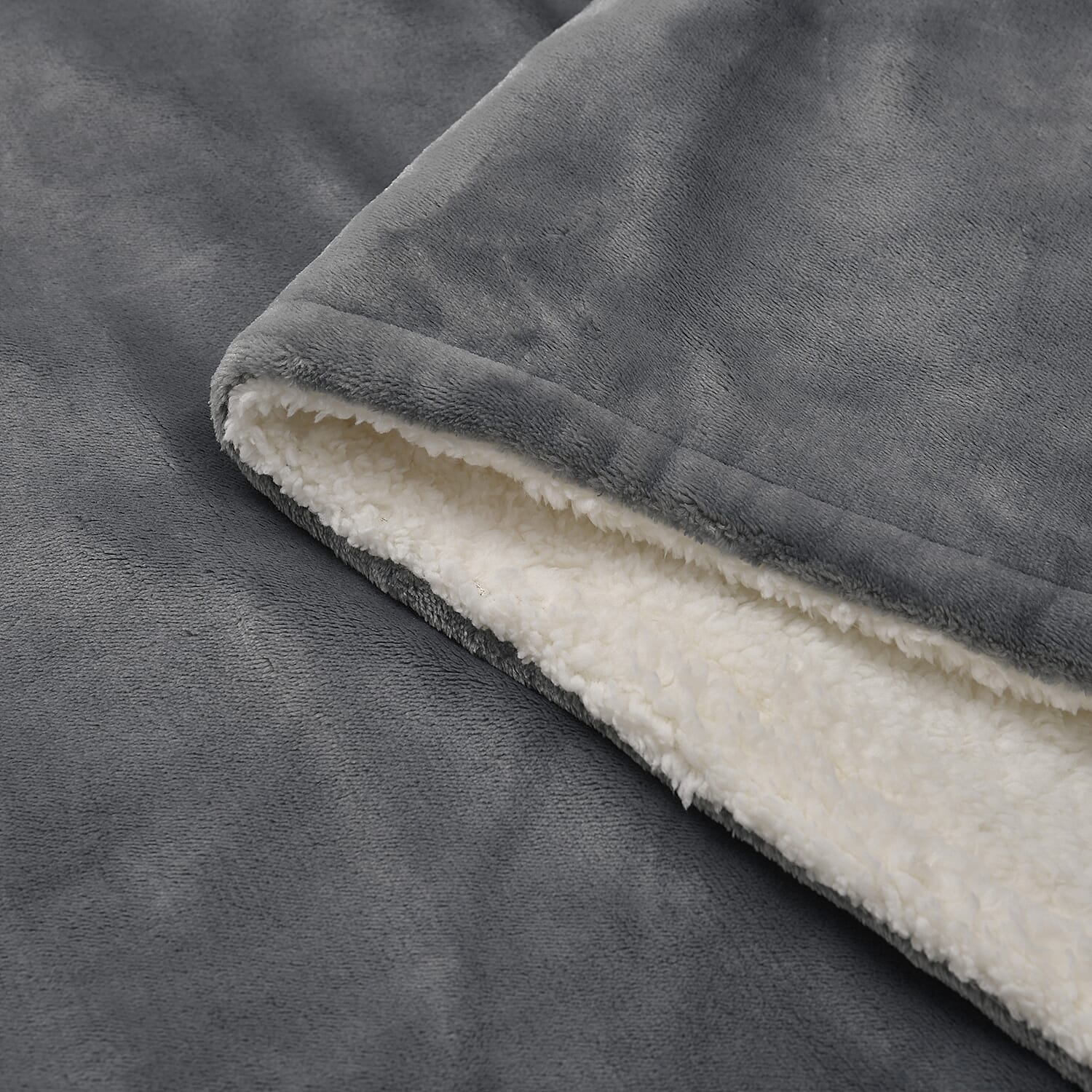 Electric Heated Double Layer Sherpa Blanket With 9 Heat Levels, Machine Washable and Timer (200x150 cm) - Grey