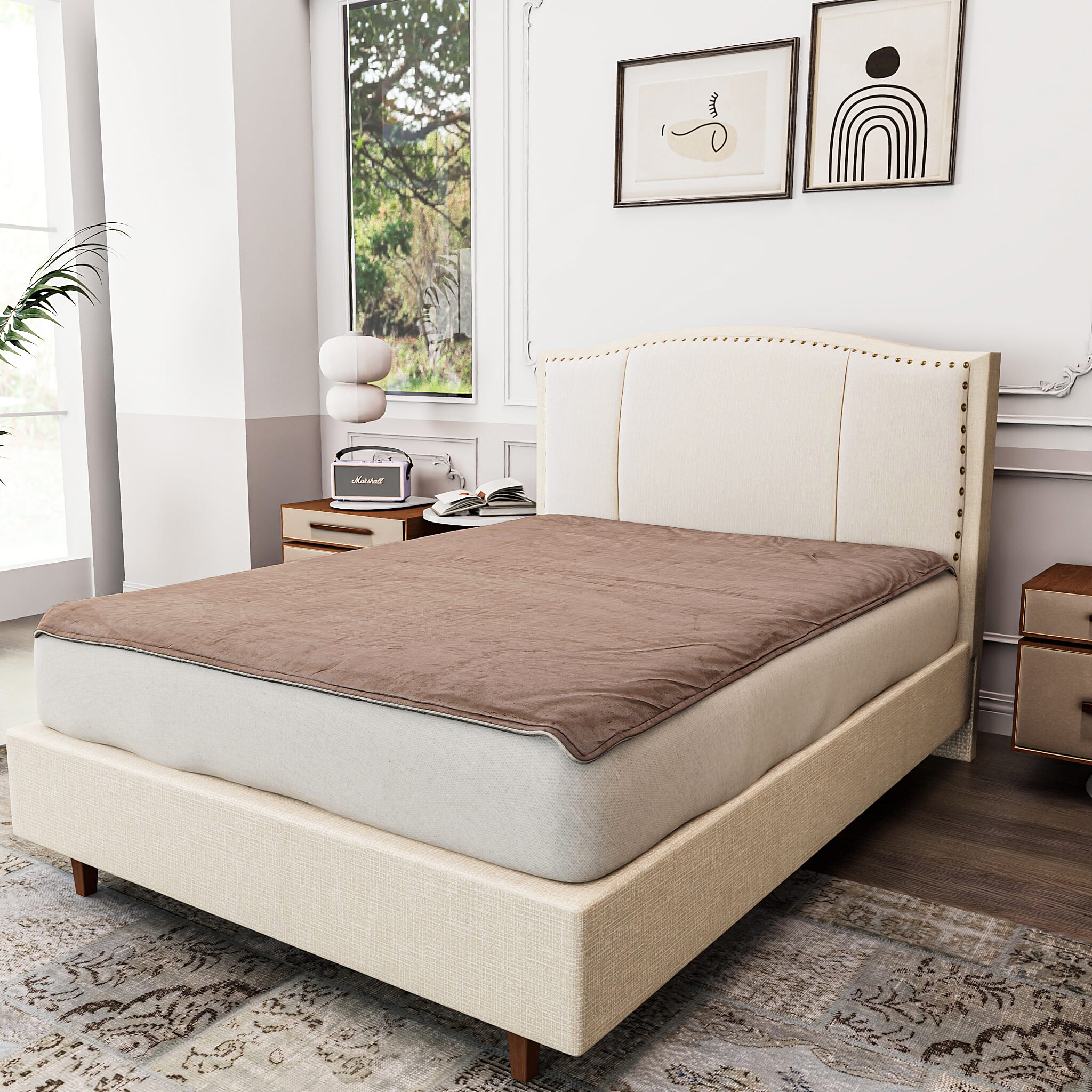 Electric Heated Double Layer Sherpa Blanket With 9 Heat Levels, Machine Washable and Timer (200x150 cm) - Beige