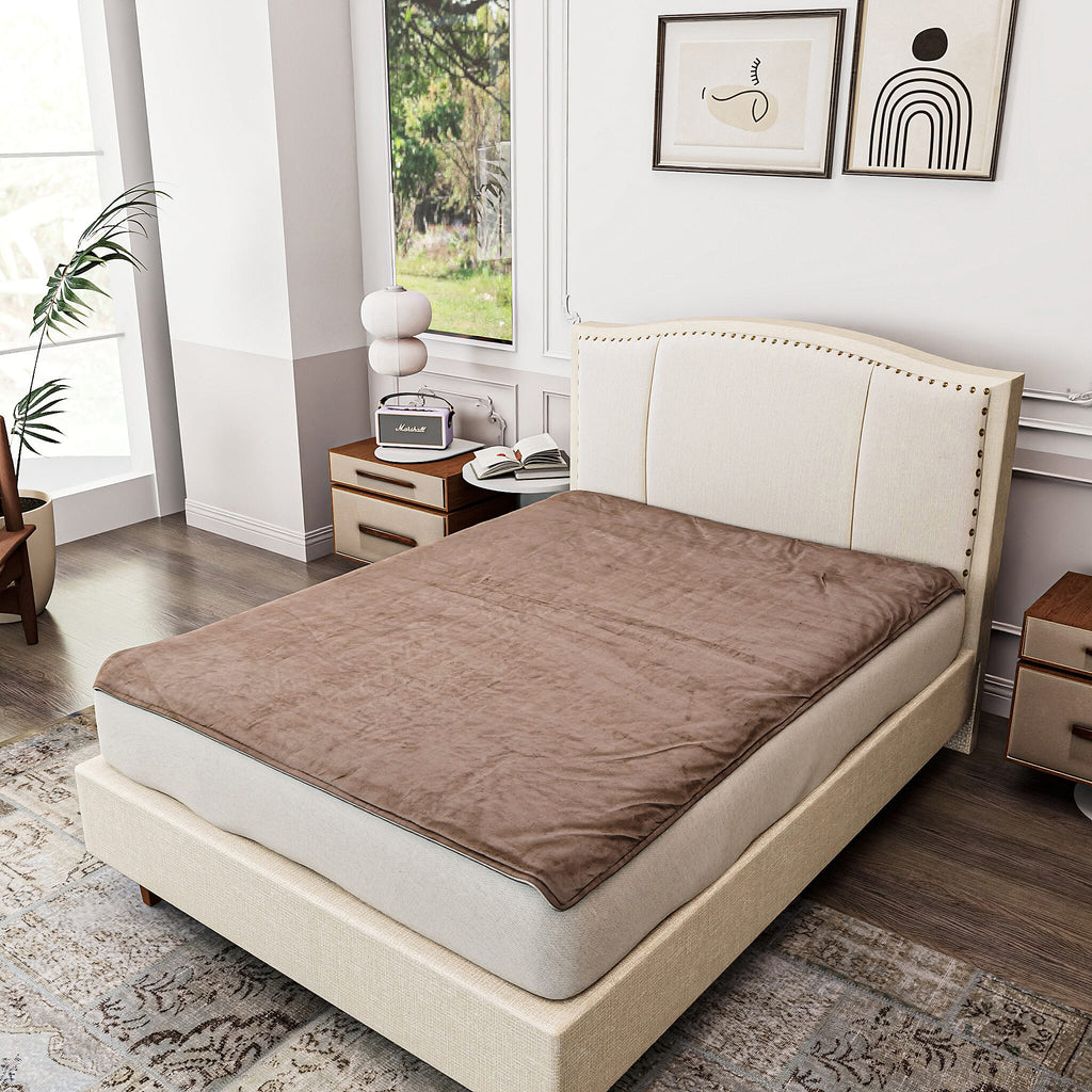 Electric Heated Double Layer Sherpa Blanket With 9 Heat Levels, Machine Washable and Timer (200x150 cm) - Beige