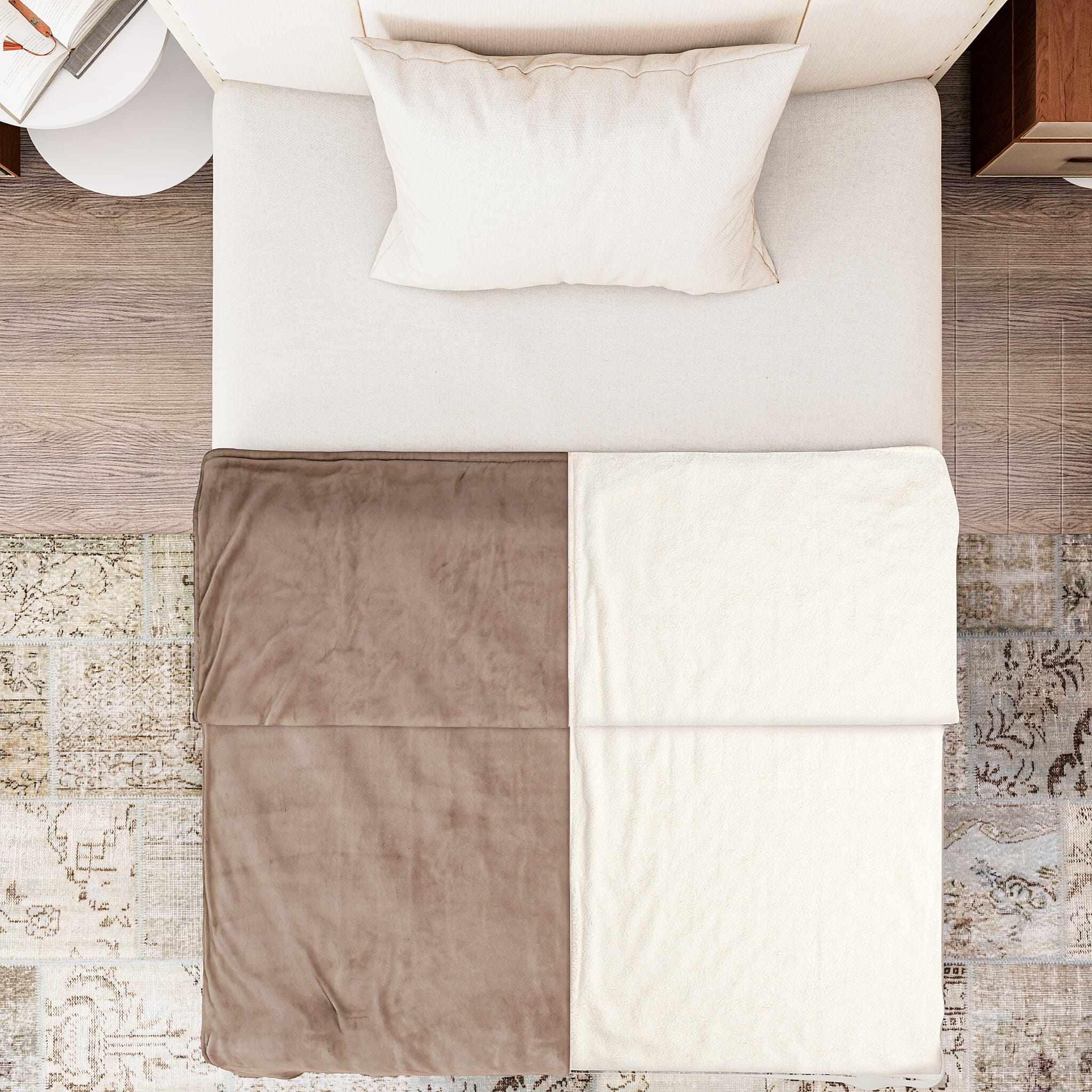 Electric Heated Double Layer Sherpa Blanket With 9 Heat Levels, Machine Washable and Timer (200x150 cm) - Beige