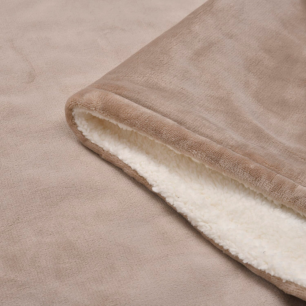 Electric Heated Double Layer Sherpa Blanket With 9 Heat Levels, Machine Washable and Timer (200x150 cm) - Beige