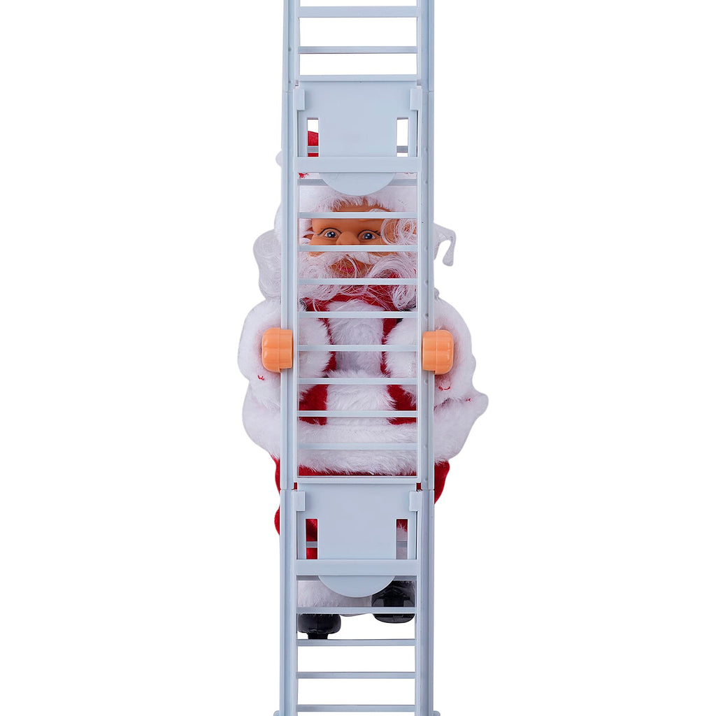 Christmas Electric Toy Santa Claus Climbing Ladder with Music (Size 20x10x6Cm) - Red & White