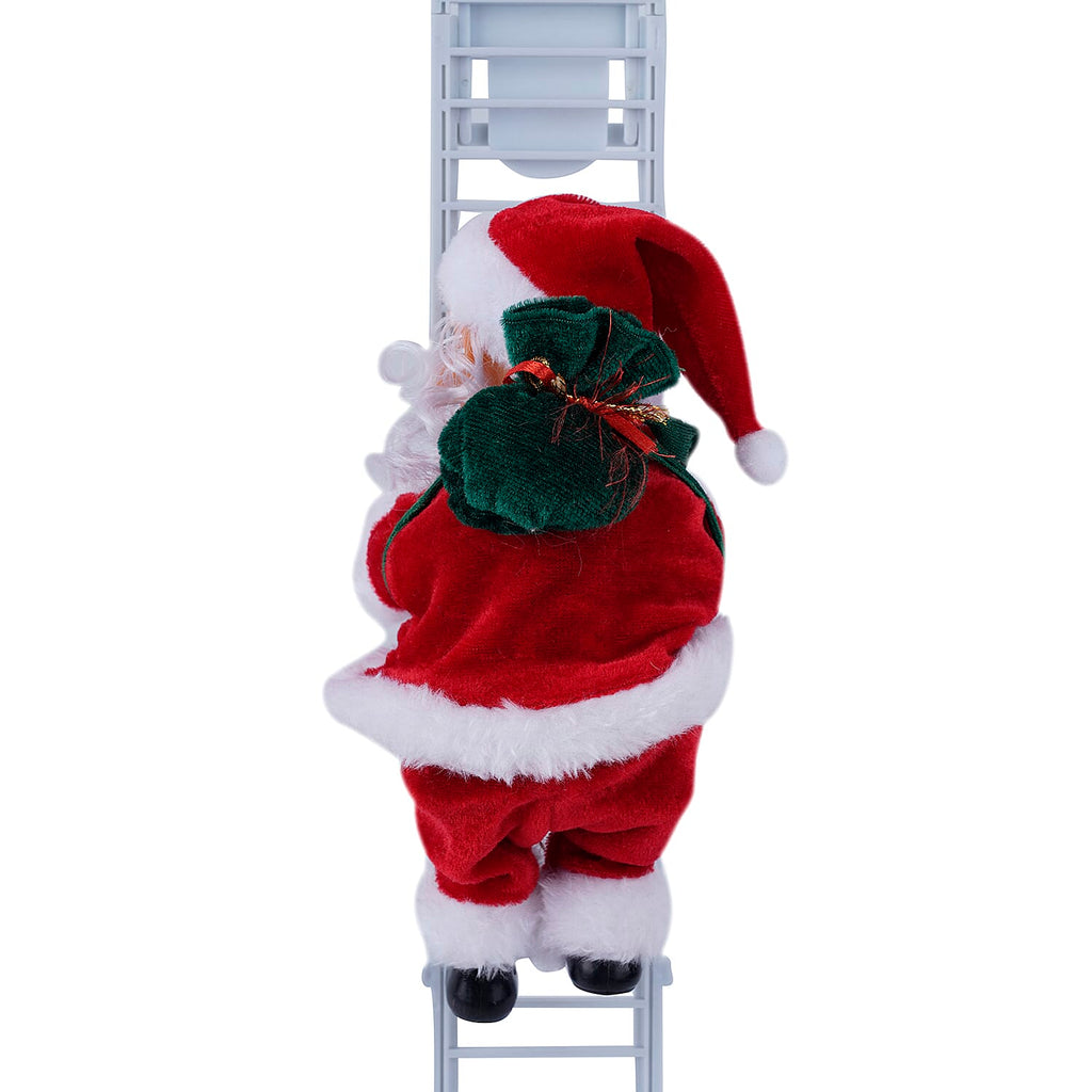Christmas Electric Toy Santa Claus Climbing Ladder with Music (Size 20x10x6Cm) - Red & White