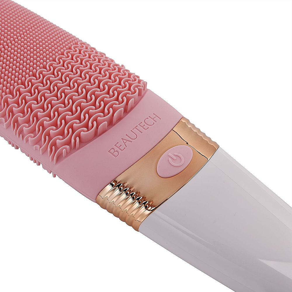 Electric Rotating Vibration Long Handle Silicone Bath Brush (Requires 2AA Batteries,Not Inc.) - Pink