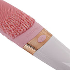 Electric Rotating Vibration Long Handle Silicone Bath Brush (Requires 2AA Batteries,Not Inc.) - Pink
