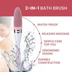 Electric Vibration Long Handle Silicone Bath Brush - Pink