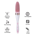 Electric Vibration Long Handle Silicone Bath Brush - Pink