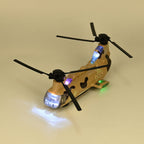 Chinook Army Helicopter - Rechargeable toy with light and music, and 3 army tanks - Yellow