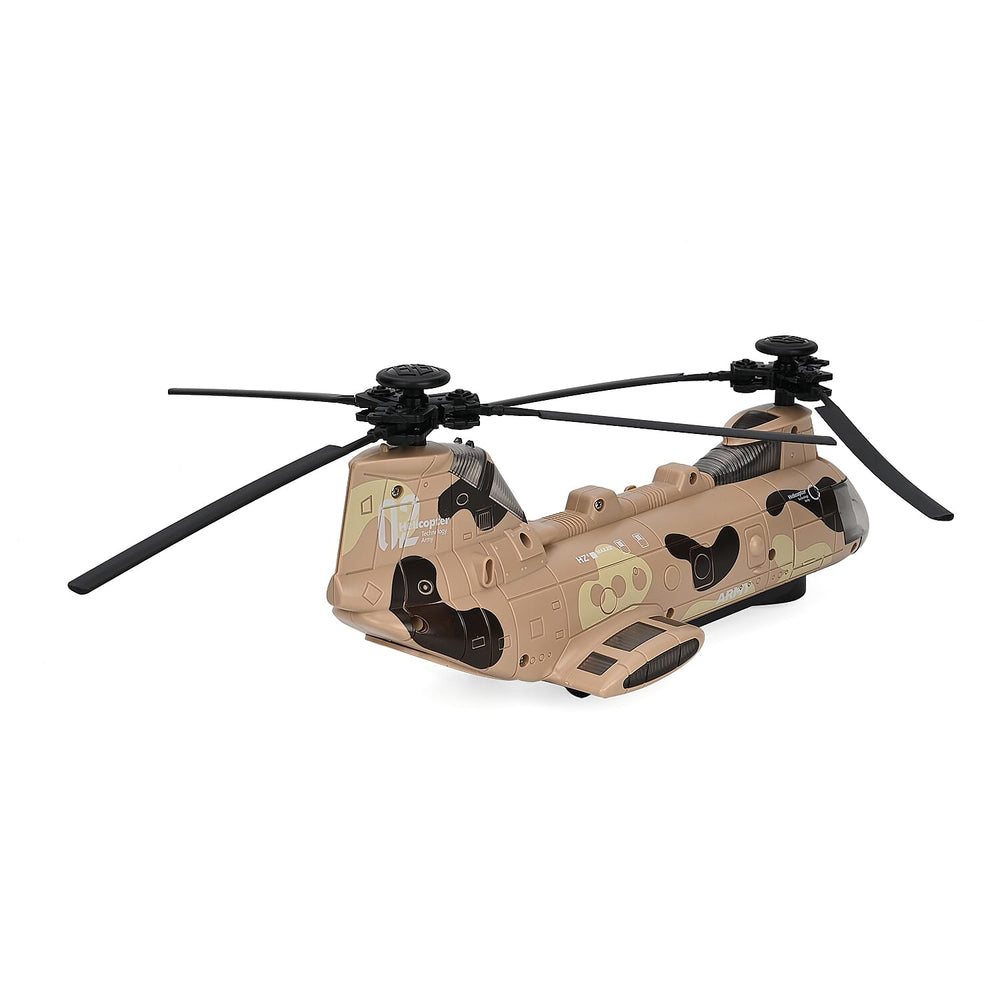 Chinook Army Helicopter - Rechargeable toy with light and music, and 3 army tanks - Yellow