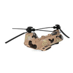 Chinook Army Helicopter - Rechargeable toy with light and music, and 3 army tanks - Yellow