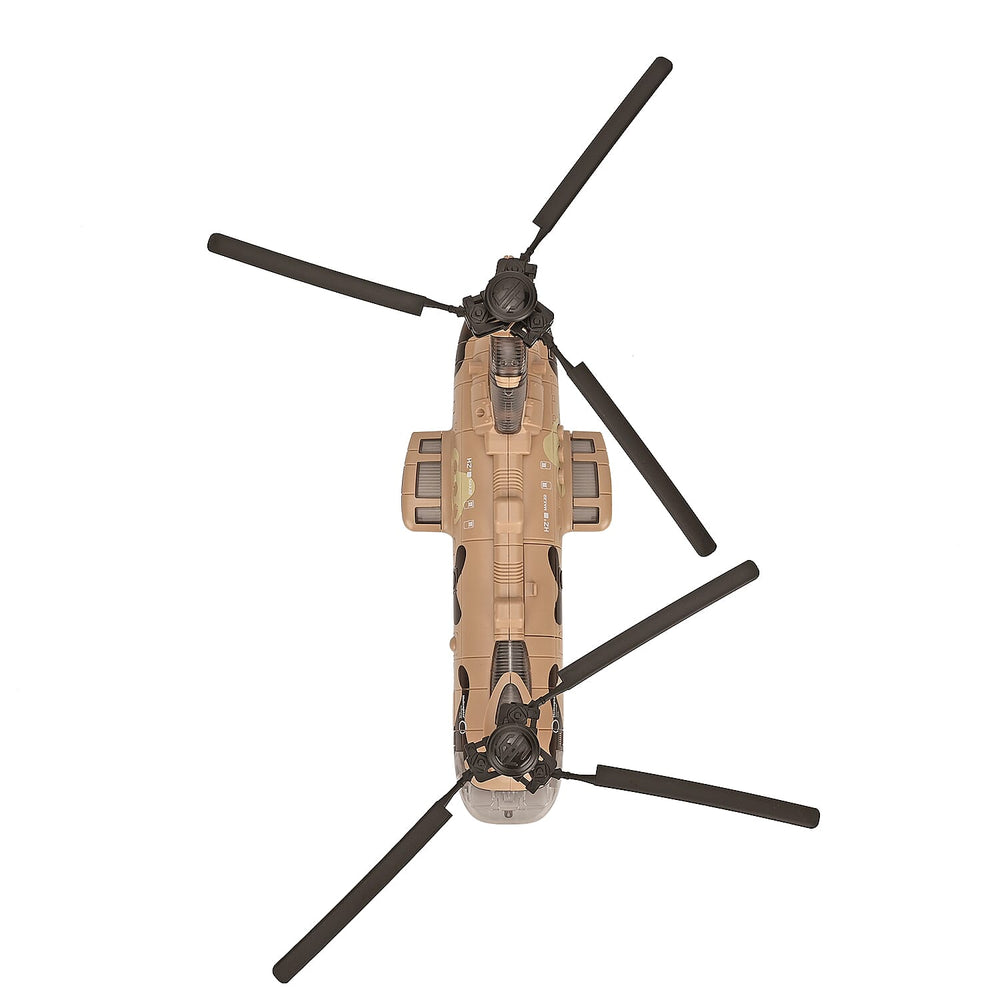Chinook Army Helicopter - Rechargeable toy with light and music, and 3 army tanks - Yellow