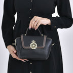 Elegant 100% Genuine Leather Crossbody Bag With Flip Top Zip Closure - Detachable Shoulder Trap - Black