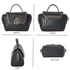 Elegant 100% Genuine Leather Crossbody Bag With Flip Top Zip Closure - Detachable Shoulder Trap - Black