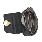 Elegant 100% Genuine Leather Crossbody Bag With Flip Top Zip Closure - Detachable Shoulder Trap - Black