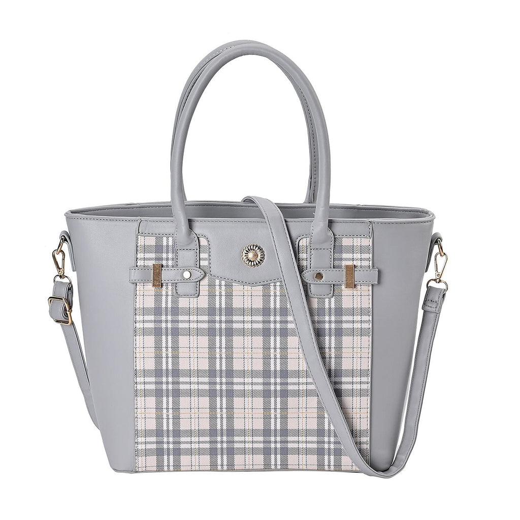 Elegant Checker Pattern Crossbody Bag With Handle Drop - Blue