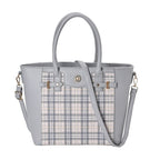 Elegant Checker Pattern Crossbody Bag With Handle Drop - Blue