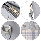 Elegant Checker Pattern Crossbody Bag With Handle Drop - Blue