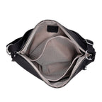 Hong Kong Closeout - Solid 100% Genuine Leather Crossbody Bag with Tassle Chain - Black
