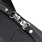 Hong Kong Closeout - Solid 100% Genuine Leather Crossbody Bag with Tassle Chain - Black