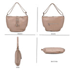 Hong Kong Closeout - Solid 100% Genuine Leather Crossbody Bag with Tassle Chain - Khaki