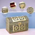 Elegant Handcrafted Treasure Box with Secure Clasp & Protective Interior (Size 20x11x14 cm) - Golden