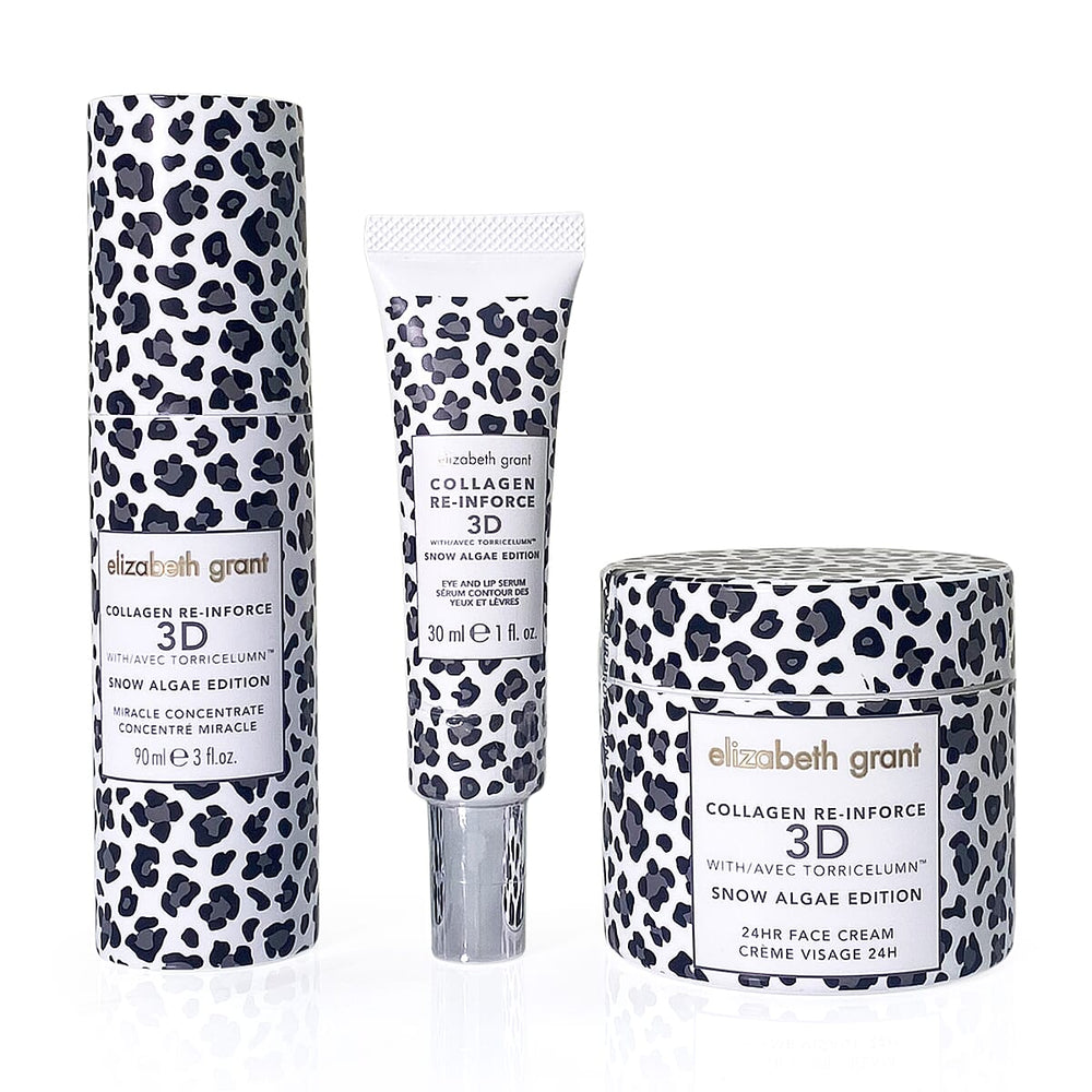 Elizabeth Grant Collagen Snow AlgaeTrio - 2025 Edition 24 Hour Face Cream, Collagen 3D Eye and Lip serum