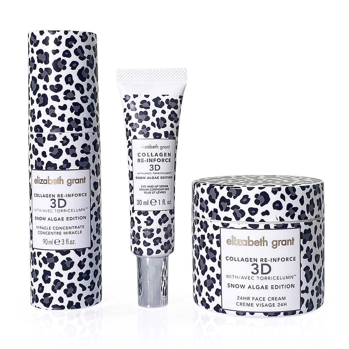 Elizabeth Grant Collagen Snow AlgaeTrio - 2025 Edition 24 Hour Face Cream, Collagen 3D Eye and Lip serum