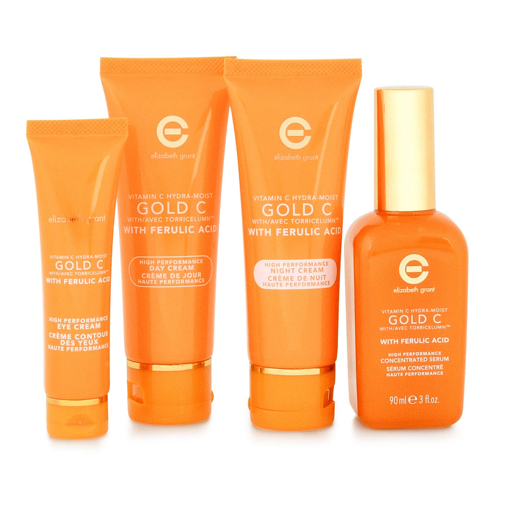 Elizabeth Grant Vitamin C Gold C High Performance Brightening Collection- Gold C Day (60ml), Night (60ml), Eye Cream (30ml), Serum (90ml) with Ferulic Acid