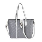 Designer Inspired Embossed Quilteed Crossbody Bag with Gold Tone Hardware - Grey