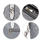 Designer Inspired Embossed Quilteed Crossbody Bag with Gold Tone Hardware - Grey