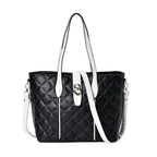 Designer Inspired Embossed Quilted Crossbody Bag with Gold Tone Hardware - Black