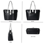 Designer Inspired Embossed Quilted Crossbody Bag with Gold Tone Hardware - Black