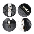 Designer Inspired Embossed Quilted Crossbody Bag with Gold Tone Hardware - Black